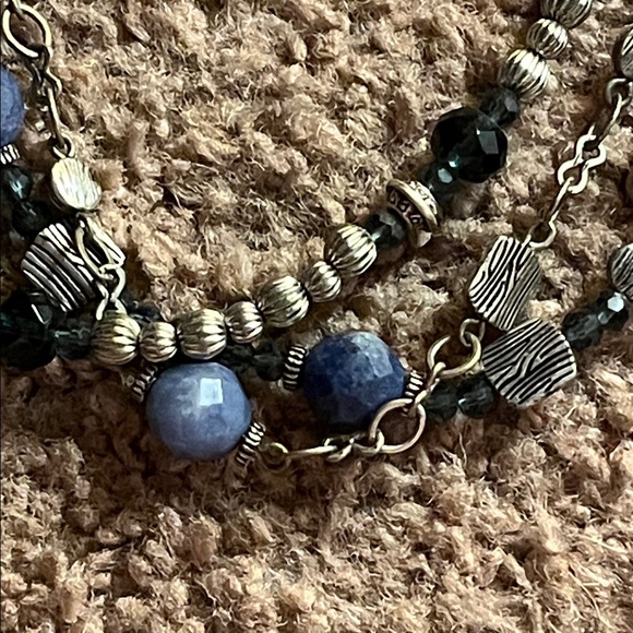 Elegant Silver and Blue Beaded Necklace - Picture 4 of 5